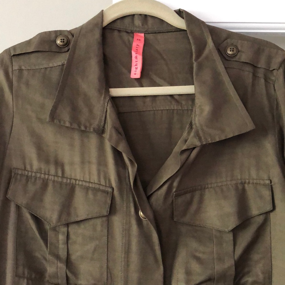 Nordstrom Army Green button down w brass buttons